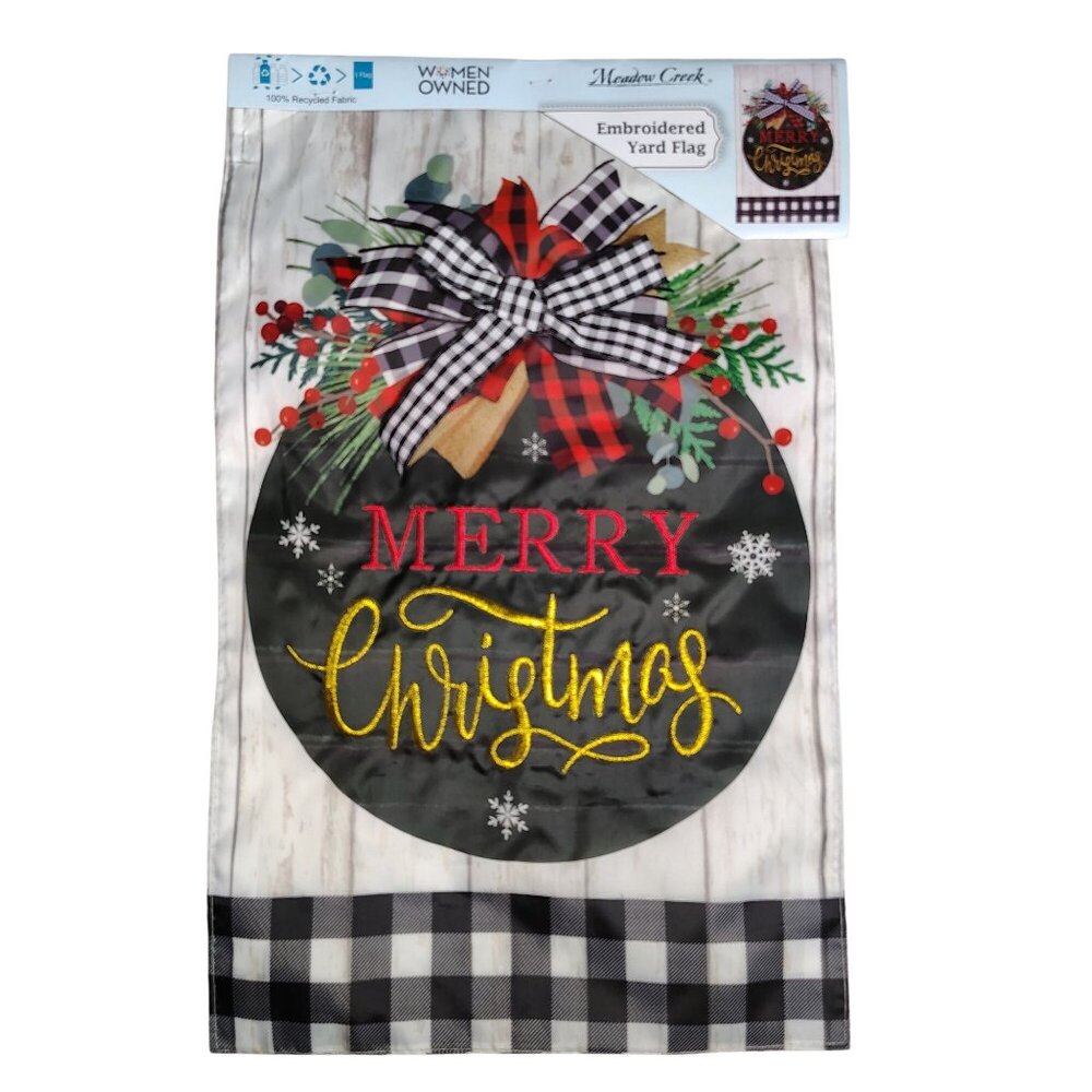 Merry Christmas Ornament 18 inch Dimensional Embroidered Yard Flag